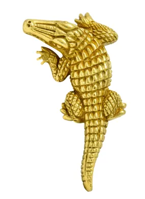 1988 Kieselstein Cord Vintage 18 Karat Green Gold Alligator Brooch