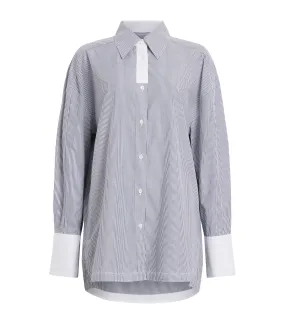 All Saints Blue/White Karina Stripe Shirt UK 8