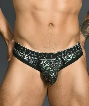 Andrew Christian Thong Disco Animal Tangas Enhancing Pouch Shiny Black 91016 31