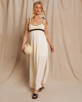 Athens Cotton Crochet Colorblock Maxi Dress