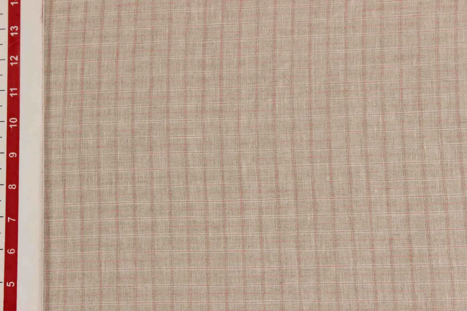 Beige Checks Yarn Dyed Linen Fabric