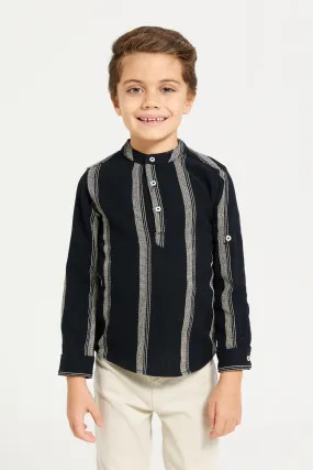 Boys Black Striped Shirt