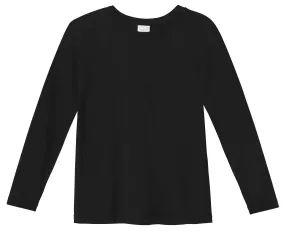 Boys Super-Soft 100% Organic Cotton Raglan Long Sleeve Tee | Black