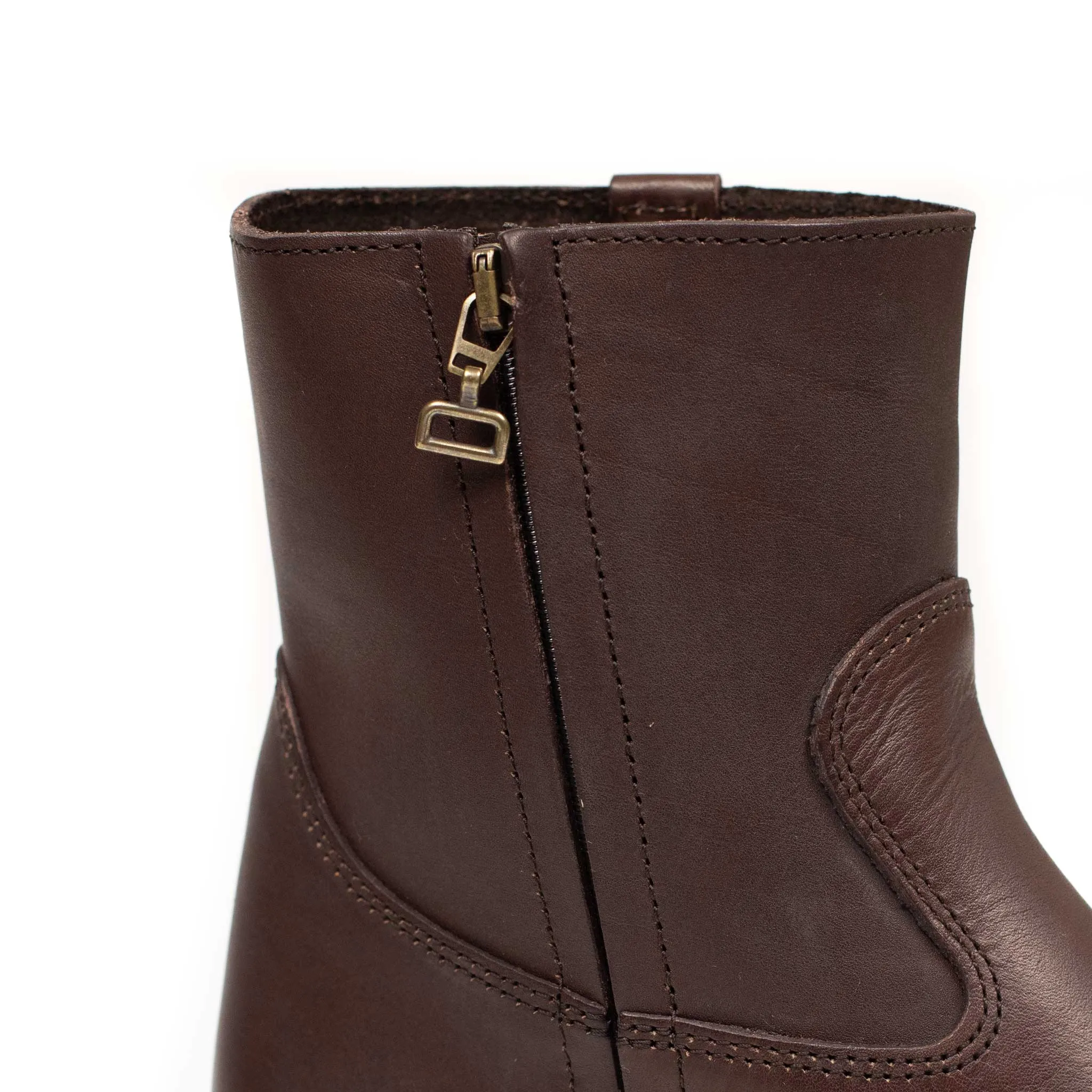 Camille side-zip boots in espresso brown Suportlo calf