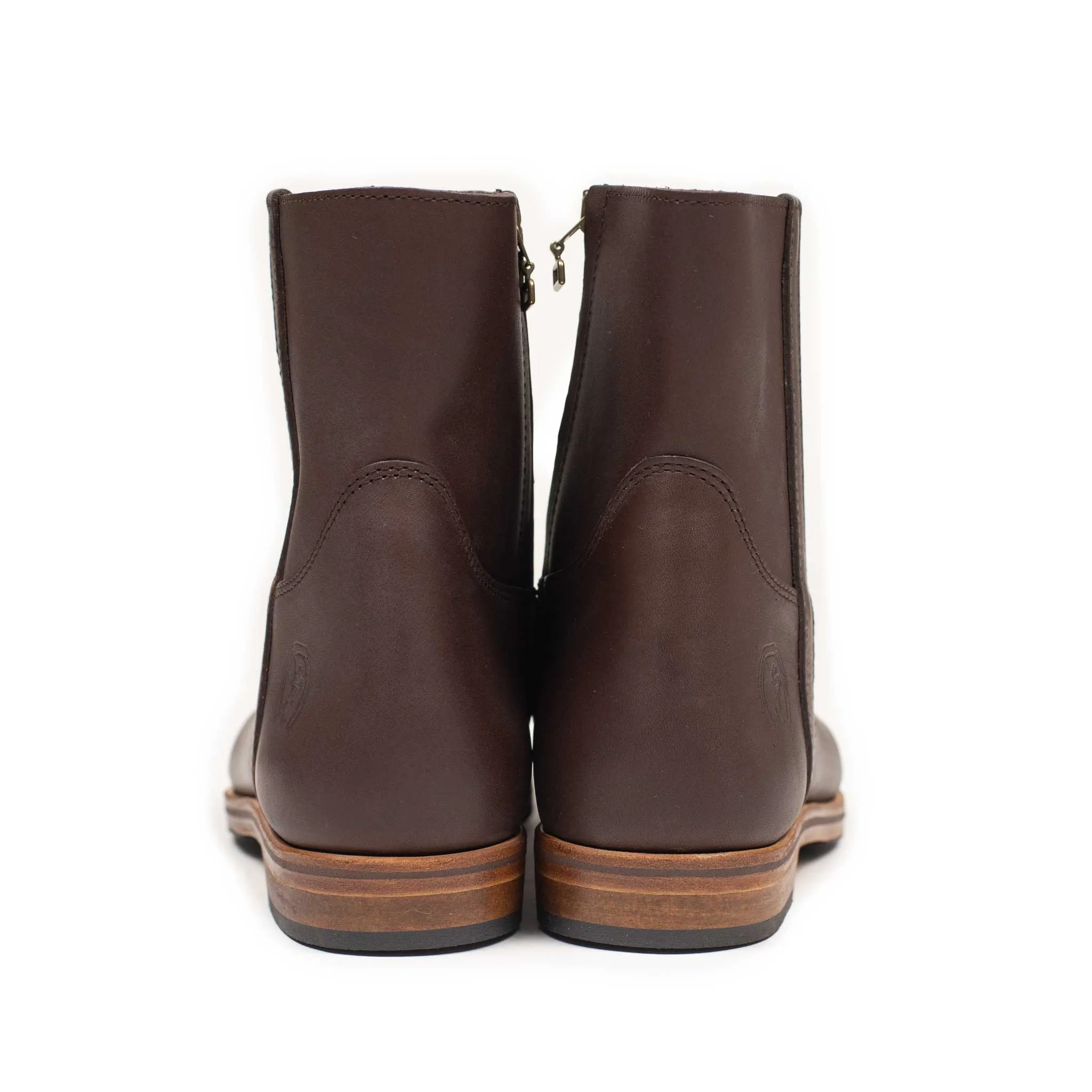 Camille side-zip boots in espresso brown Suportlo calf