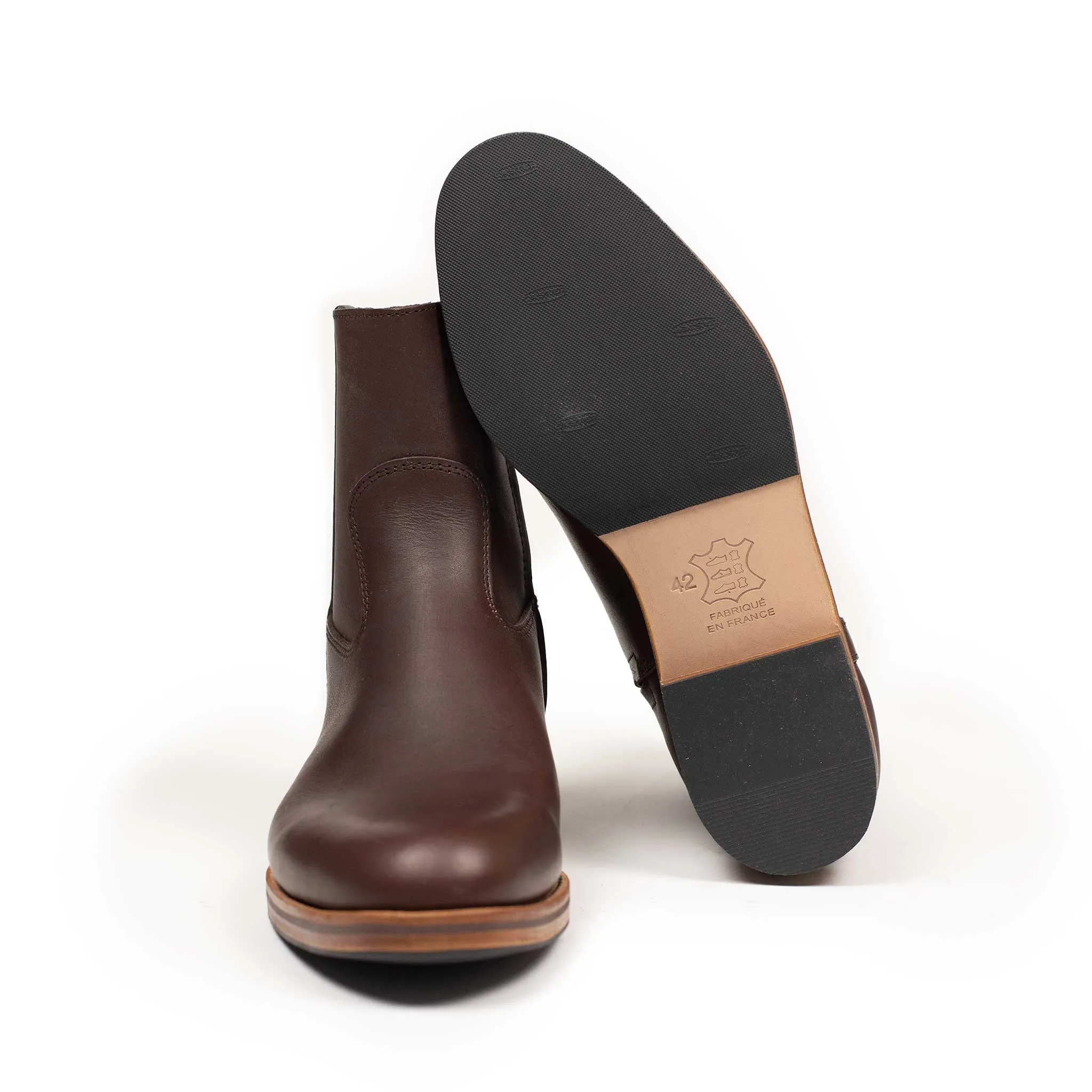 Camille side-zip boots in espresso brown Suportlo calf