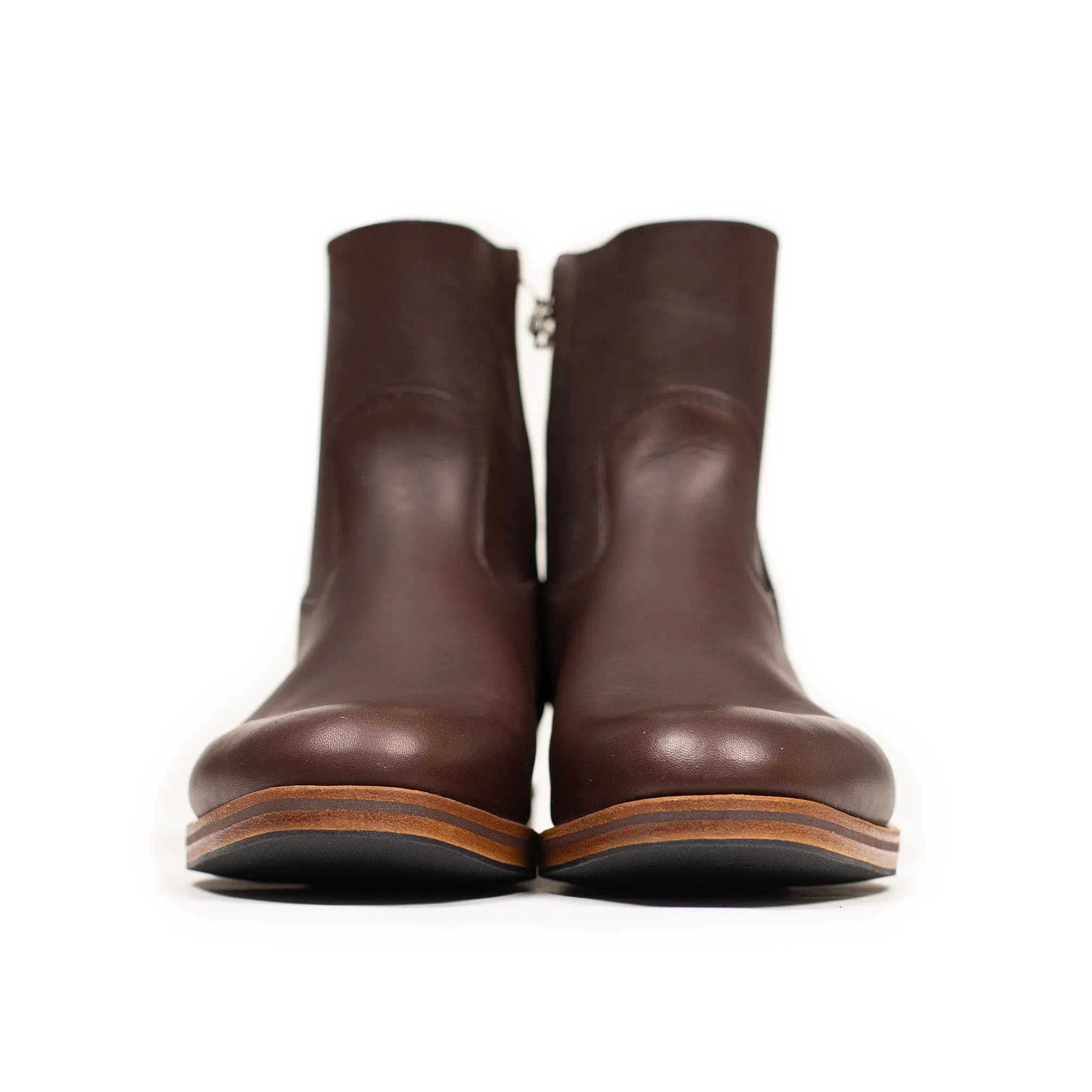 Camille side-zip boots in espresso brown Suportlo calf