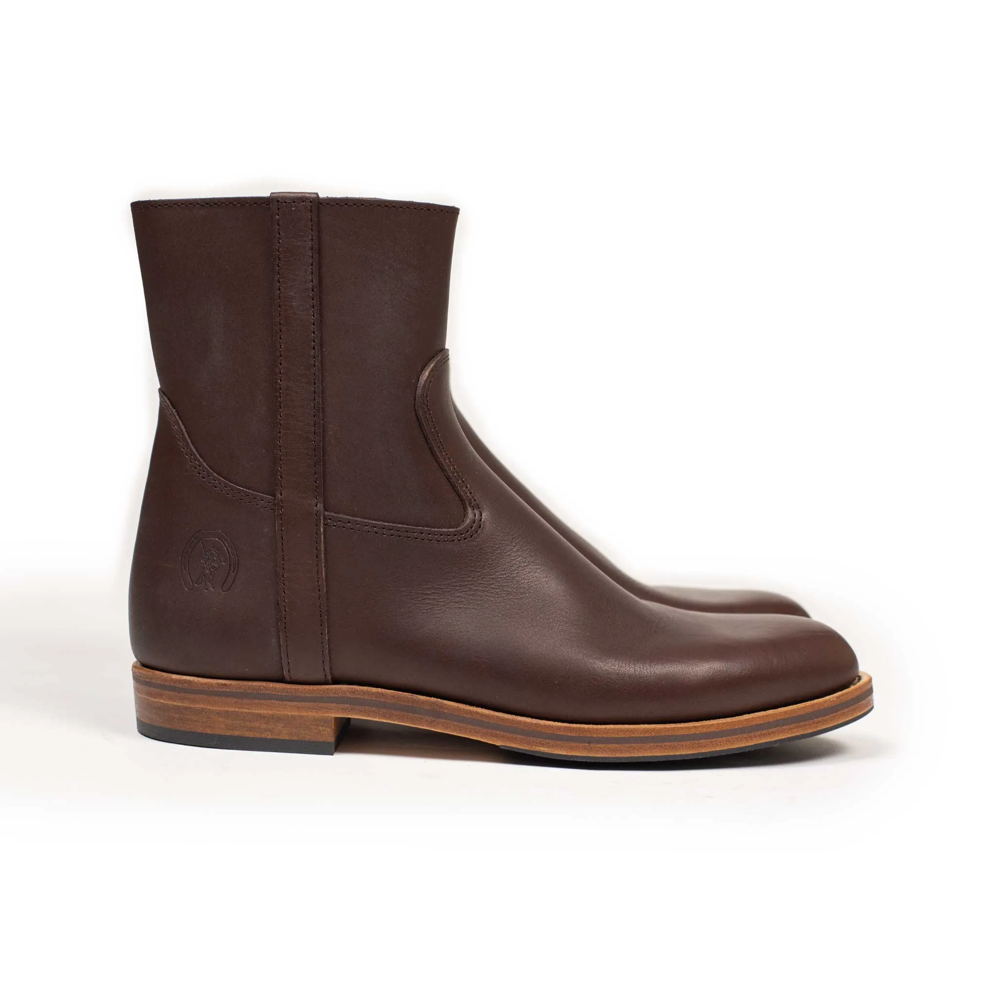 Camille side-zip boots in espresso brown Suportlo calf