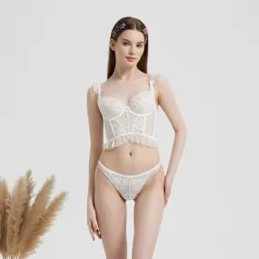 Chic White Ruffled Lace Corset Set