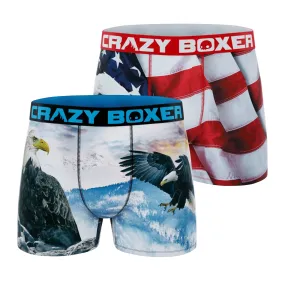 CRAZYBOXER Men's Boxer Briefs Wild American Flag and Eagle (2 pack)