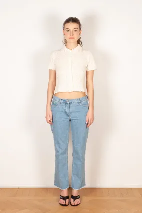 Cropped denim flare pants