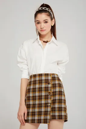 Demi Tartan Check Button Skirt