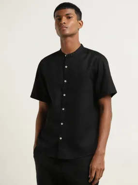 ETA Black Solid Resort-Fit Cotton Shirt