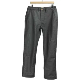 Flat front chinos in charcoal smoke Wabash stripe Japanese cotton