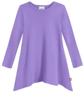 Girls Soft Cotton Jersey Long Sleeve Shark Bite Tunic | Deep Purple