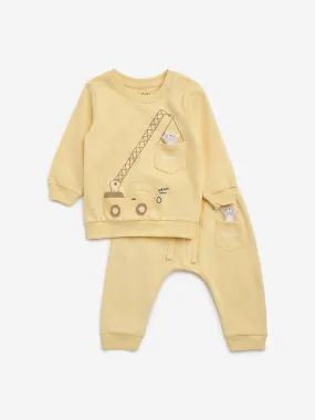 HOP Baby Yellow Animal Design Sweatshirt and Joggers Set