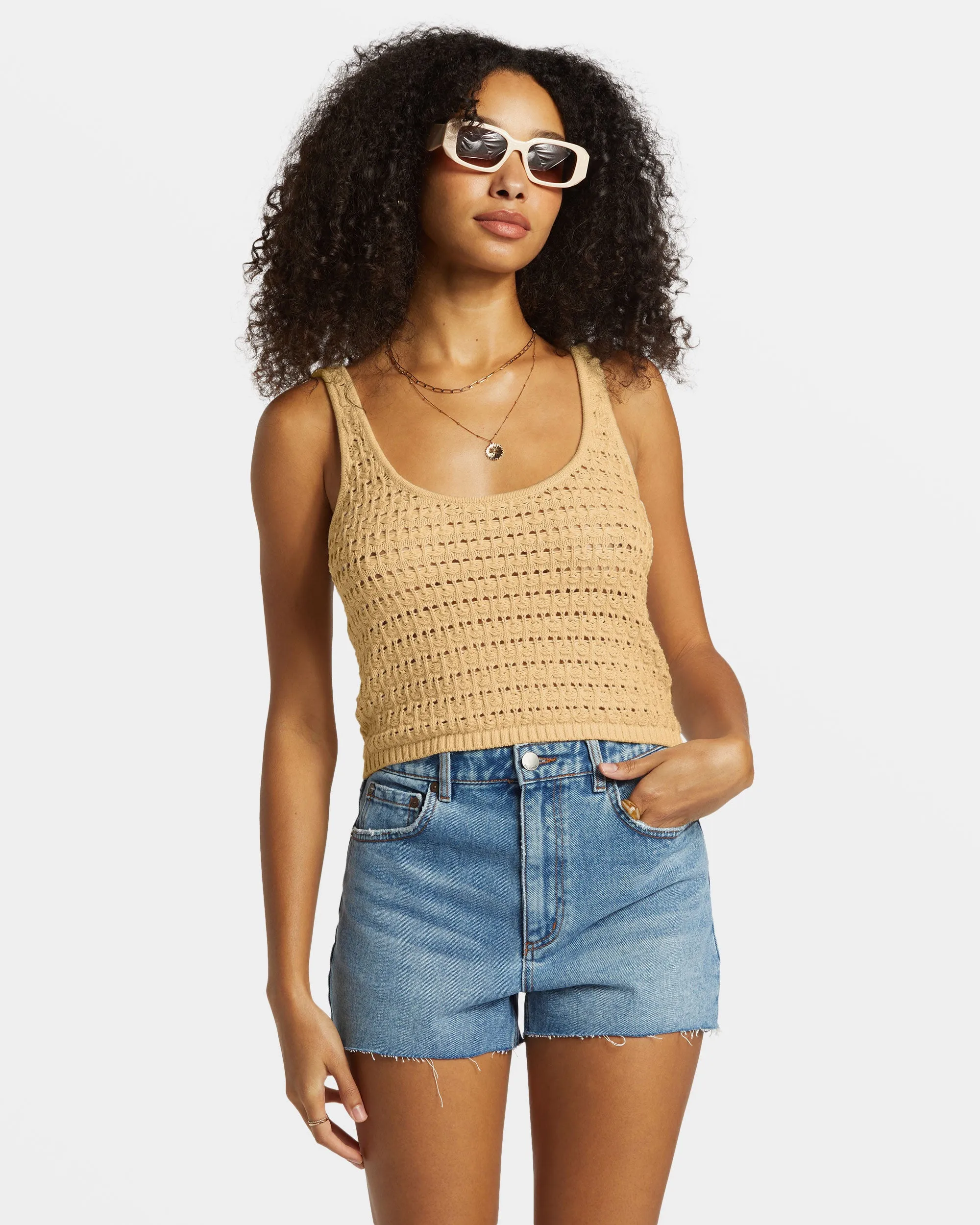 Hot Shot Crochet Tank Top - Hemp 2