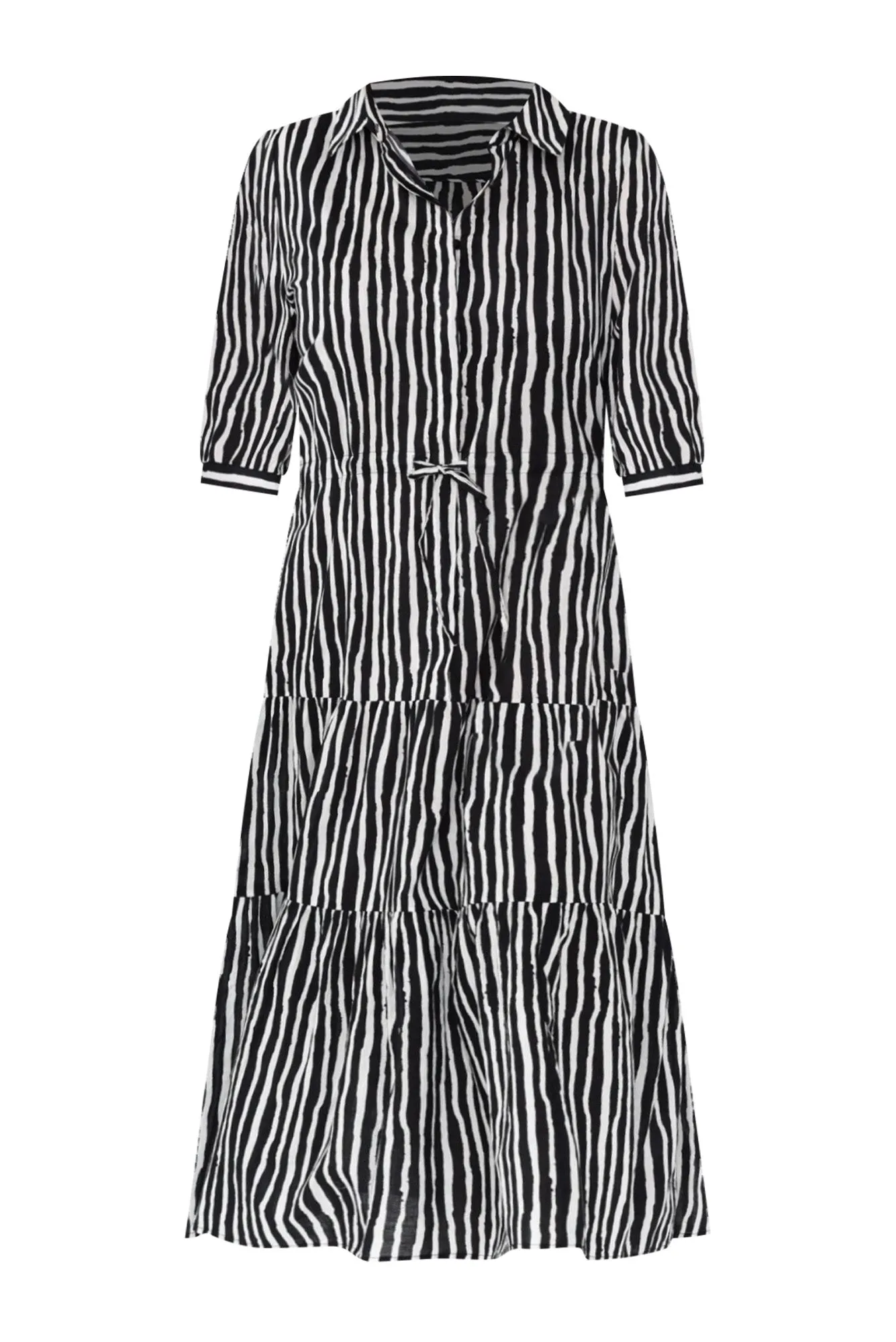 Ilaria Black Stripe Cotton Tie Dress