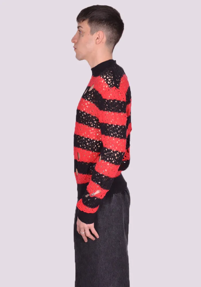 LIBERAL YOUTH MINISTRY LYM05N001 STRIPES KNIT SWEATER KNIT BLACK/RED