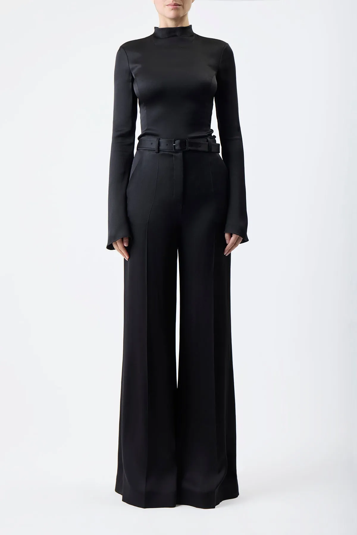 Mabon Pant in Black Silk Satin