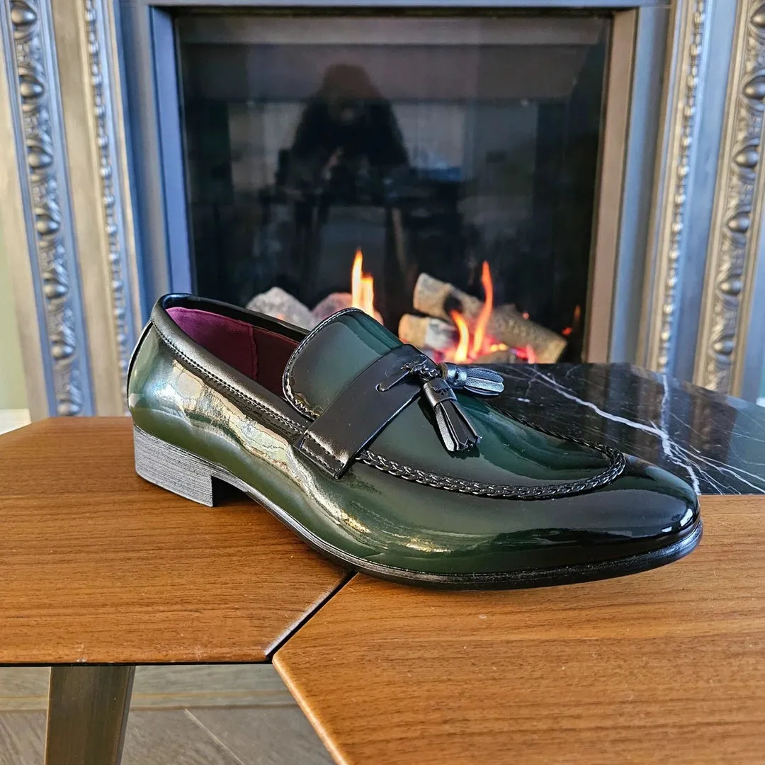 Men's Patent Tassel Slip On Loafers