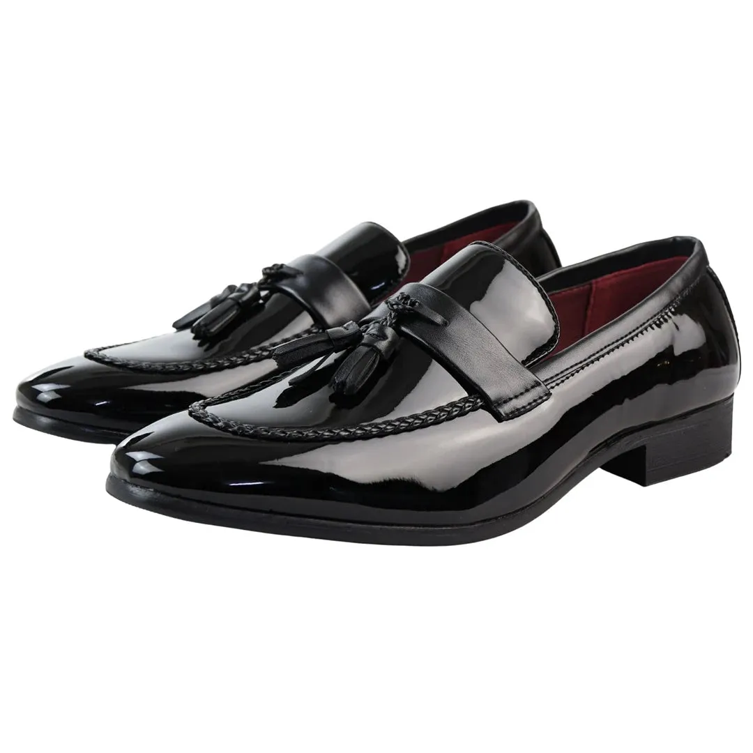 Men's Patent Tassel Slip On Loafers