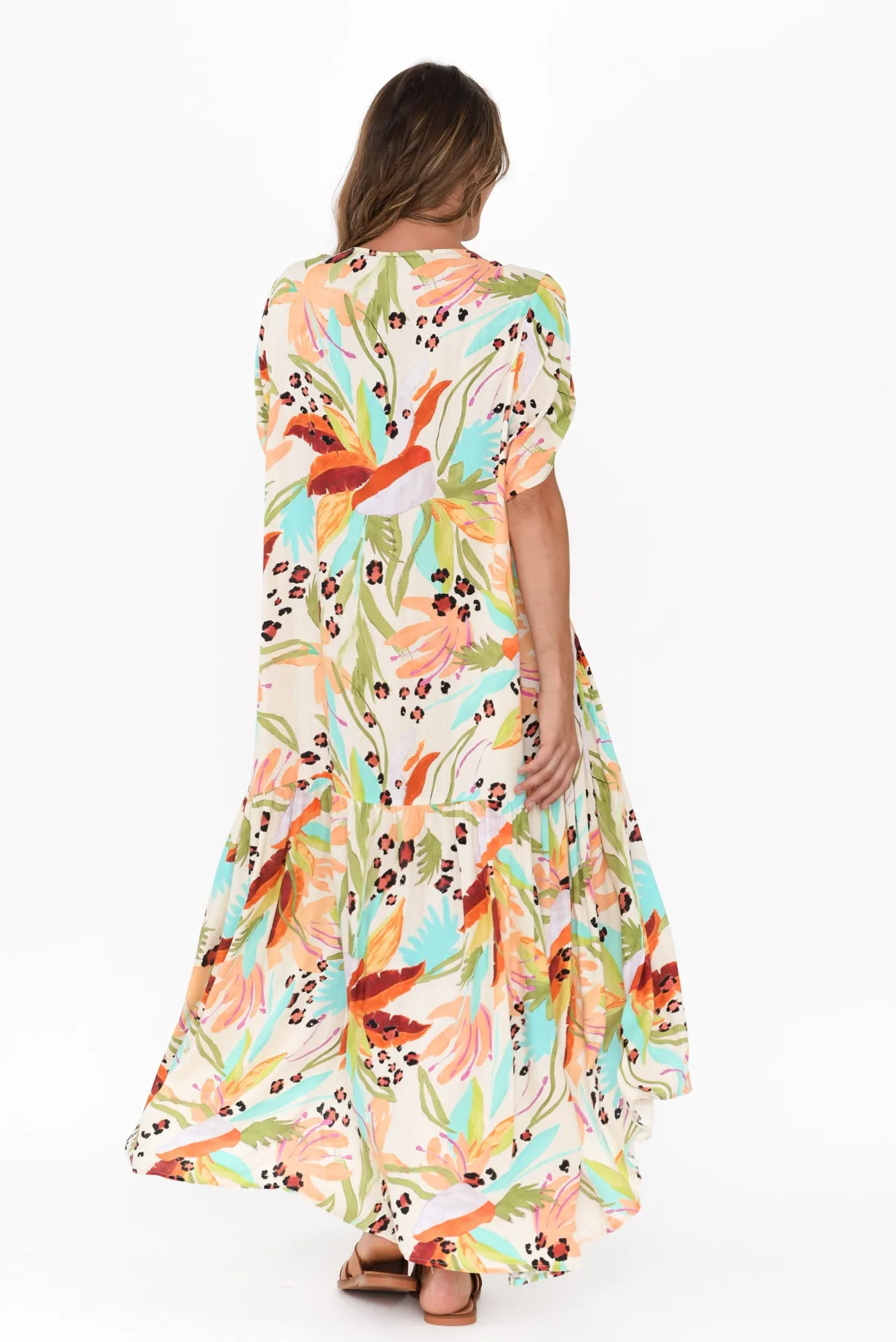 Natural Jungle Peak Maxi Dress