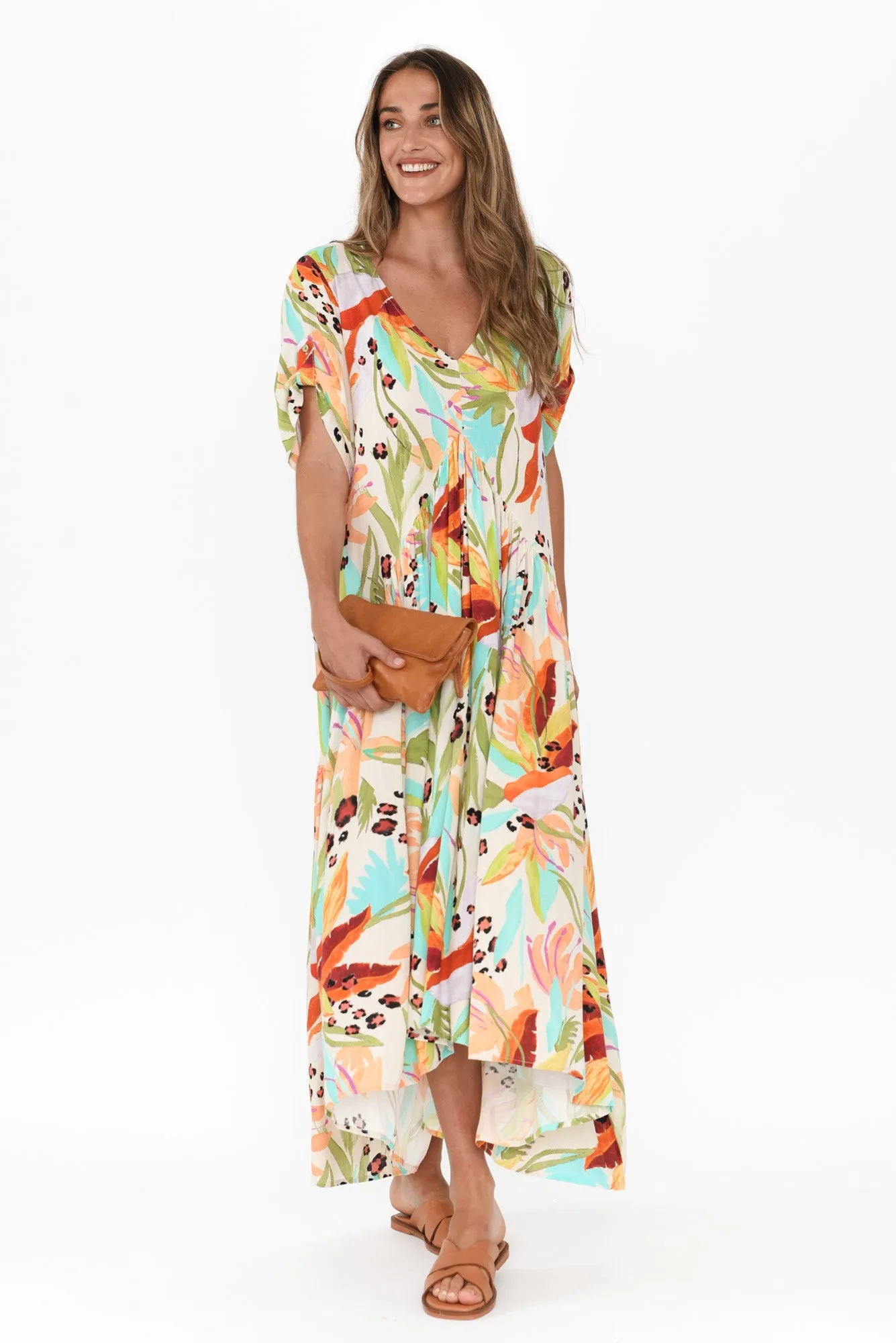 Natural Jungle Peak Maxi Dress