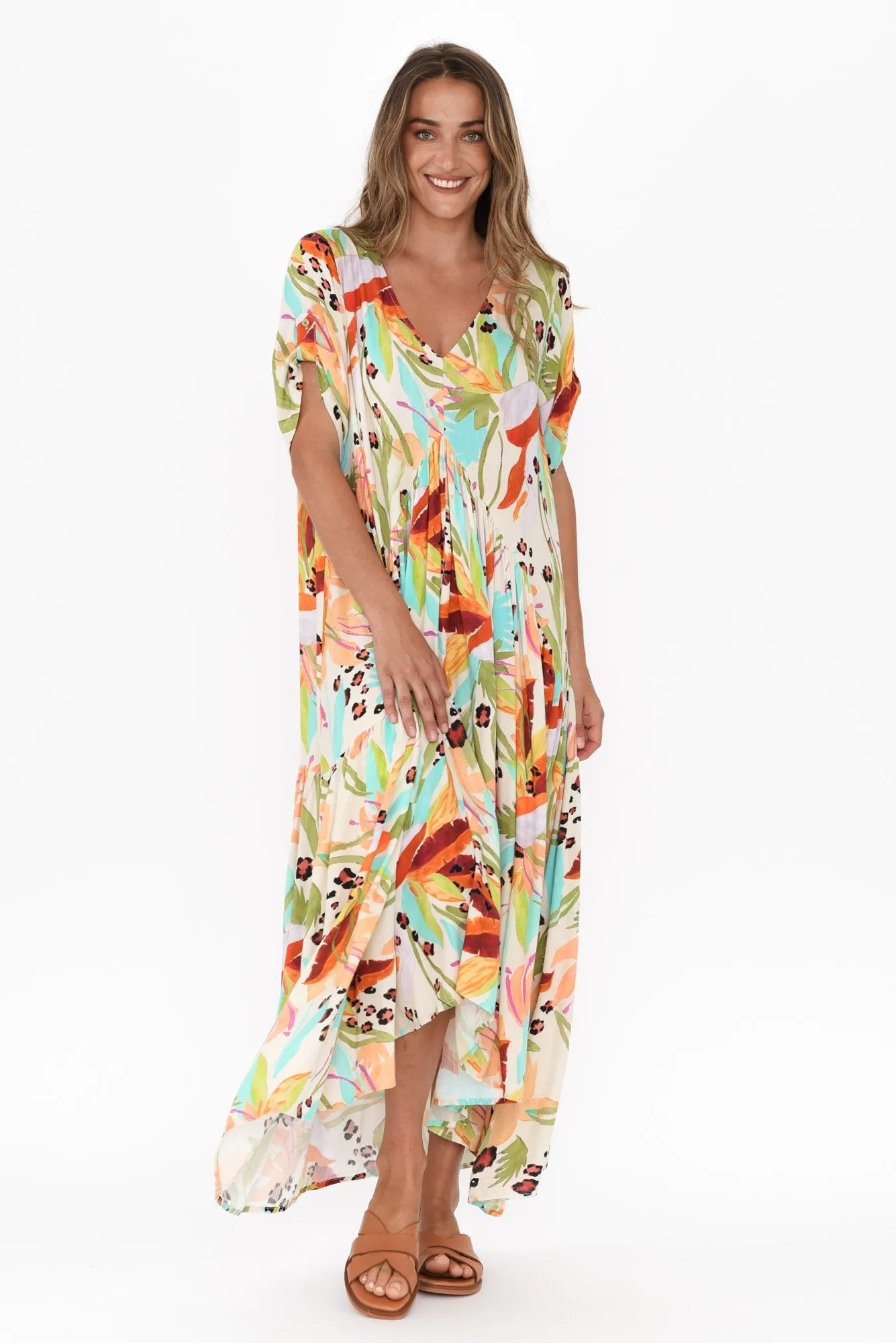 Natural Jungle Peak Maxi Dress