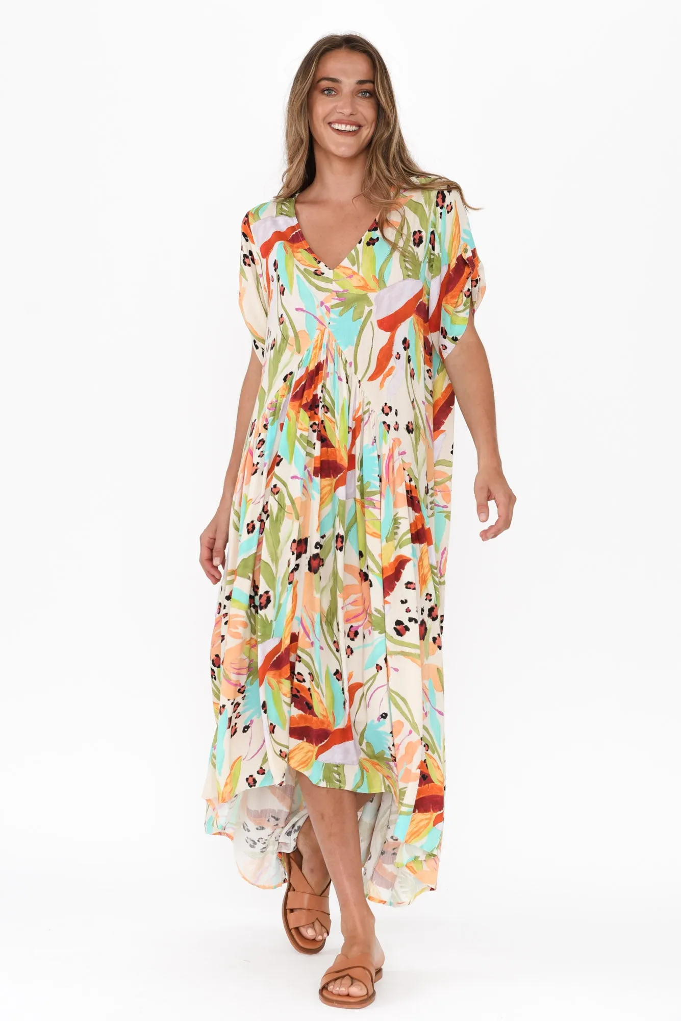 Natural Jungle Peak Maxi Dress