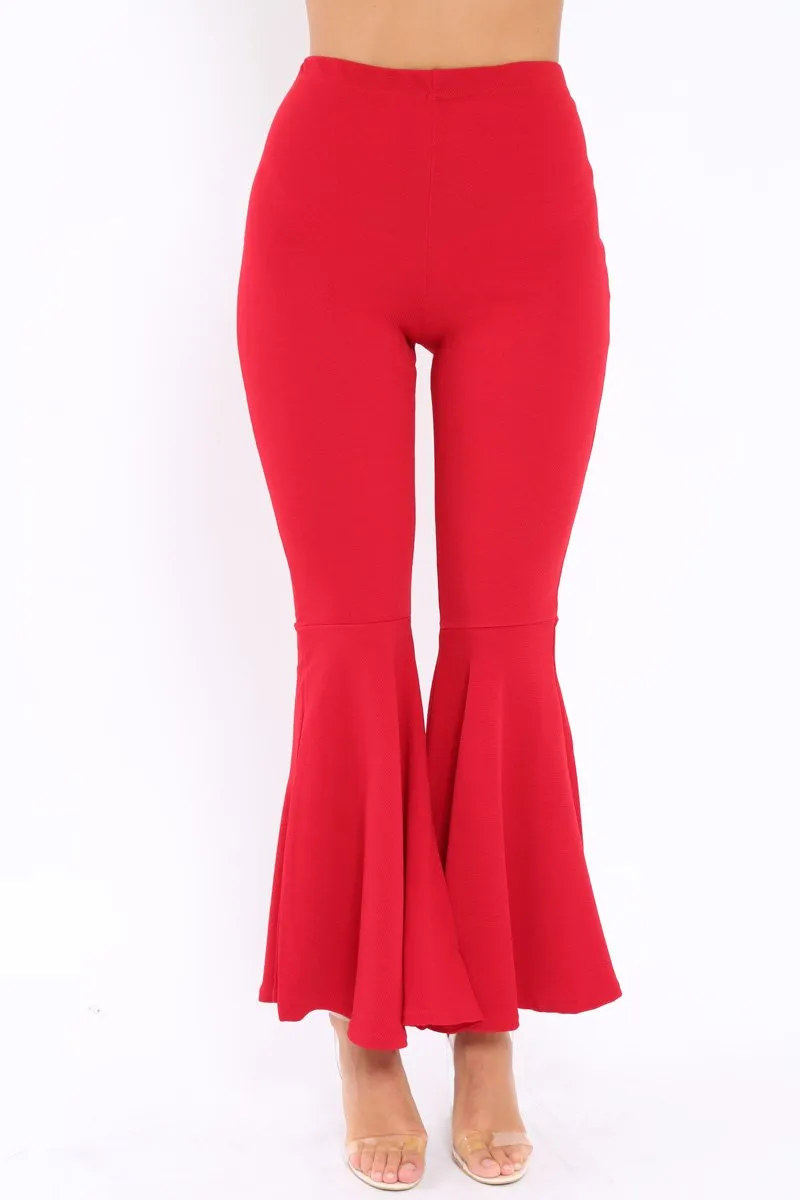 Red Extreme Flare Trousers - Becki