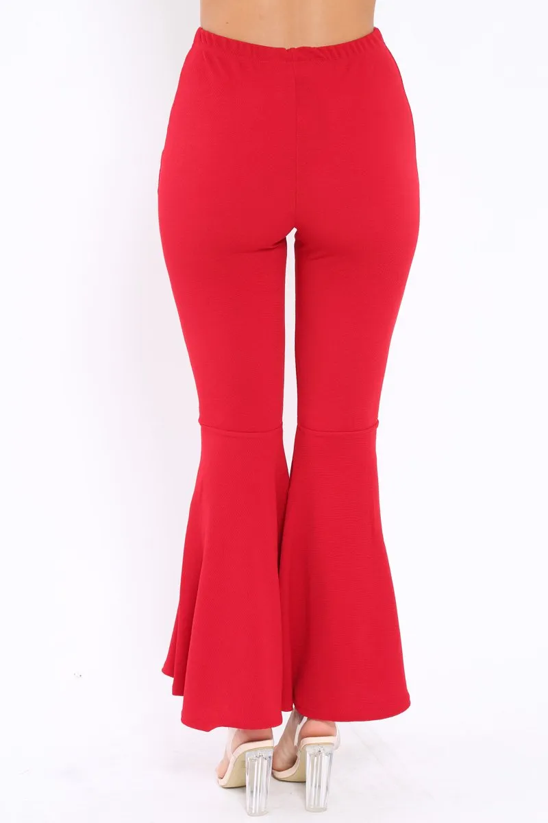 Red Extreme Flare Trousers - Becki