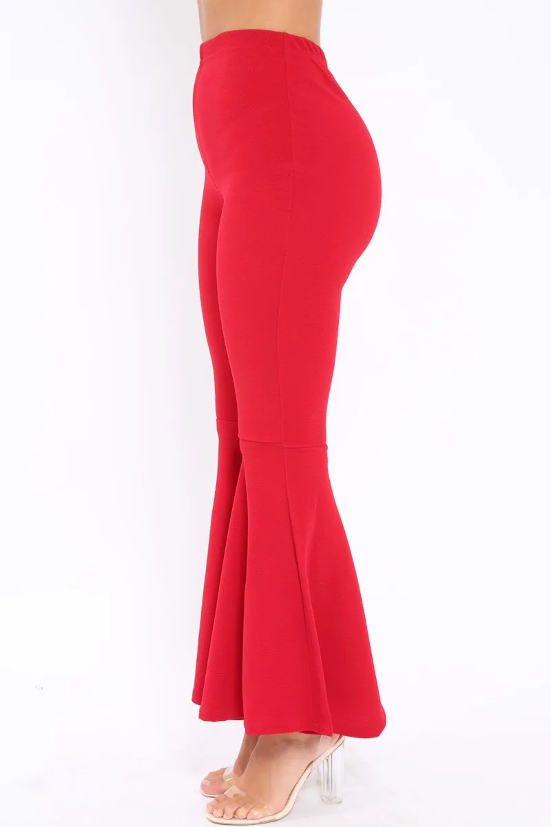 Red Extreme Flare Trousers - Becki