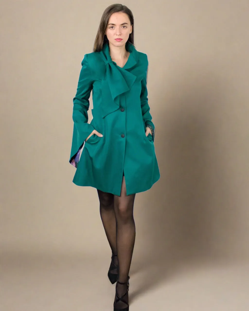 Seti Emerald Coat - Green Short Trench