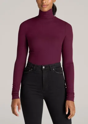 Tall Women's FITTED Long Sleeve Ribbed Turtleneck Tee in Elderberry