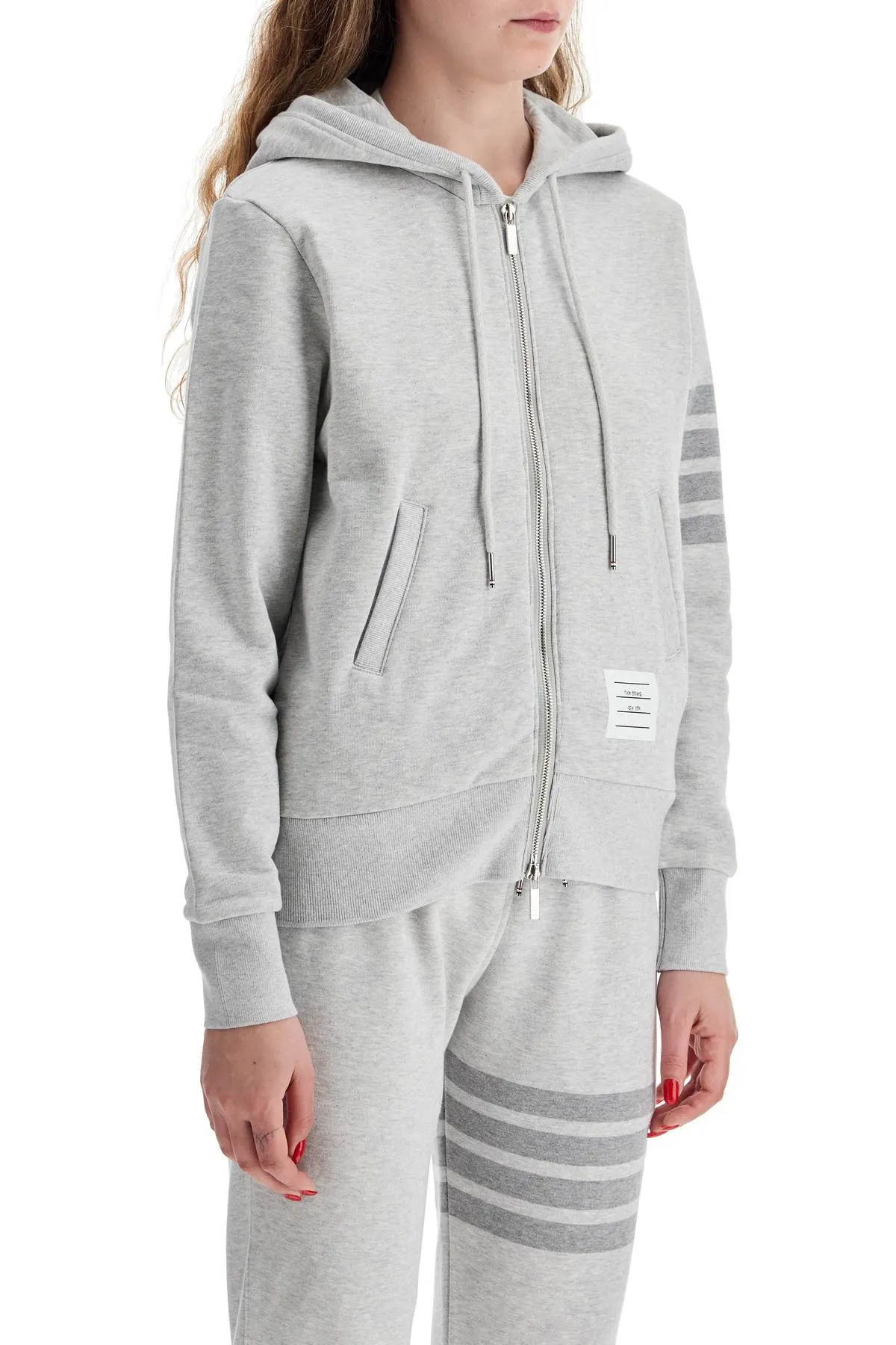 THOM BROWNE 4-bar hoodie with zipper and