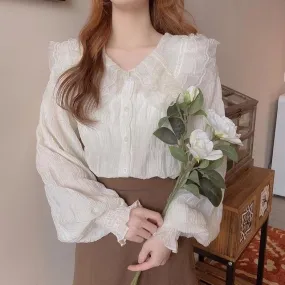 Vintage Lace Blouse With Ruffles