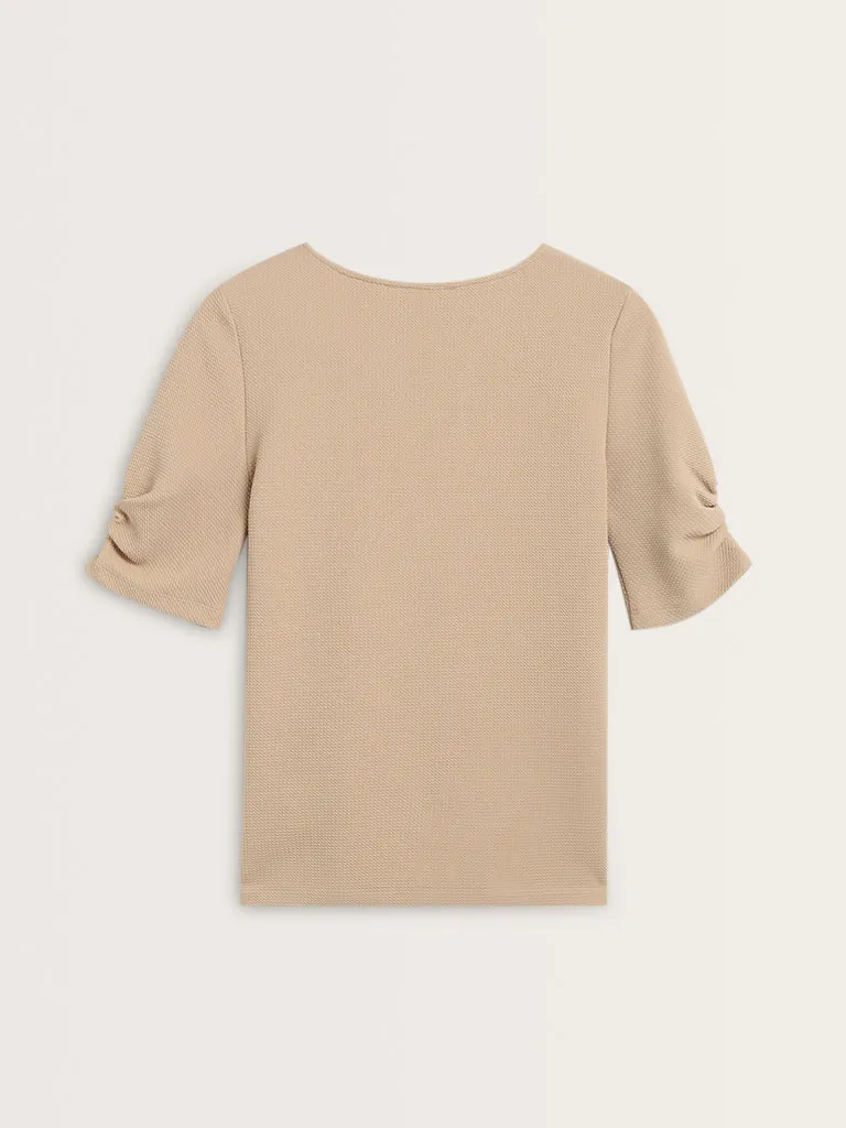 Wardrobe Beige Self-Textured Top