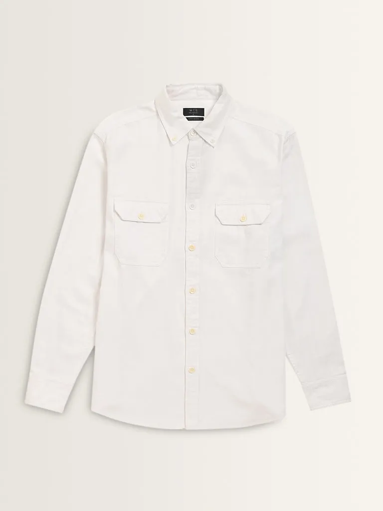 WES Casuals White Relaxed-Fit Shirt