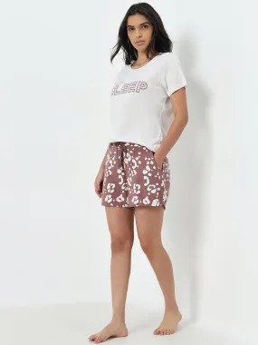 Wunderlove Brown Animal Printed High-Rise Shorts